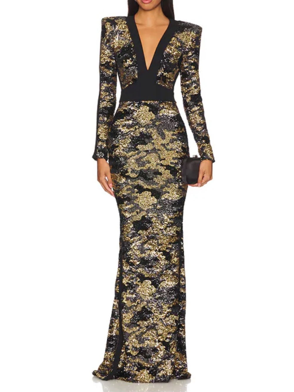 Tears in Rain Gown in Black & Gold